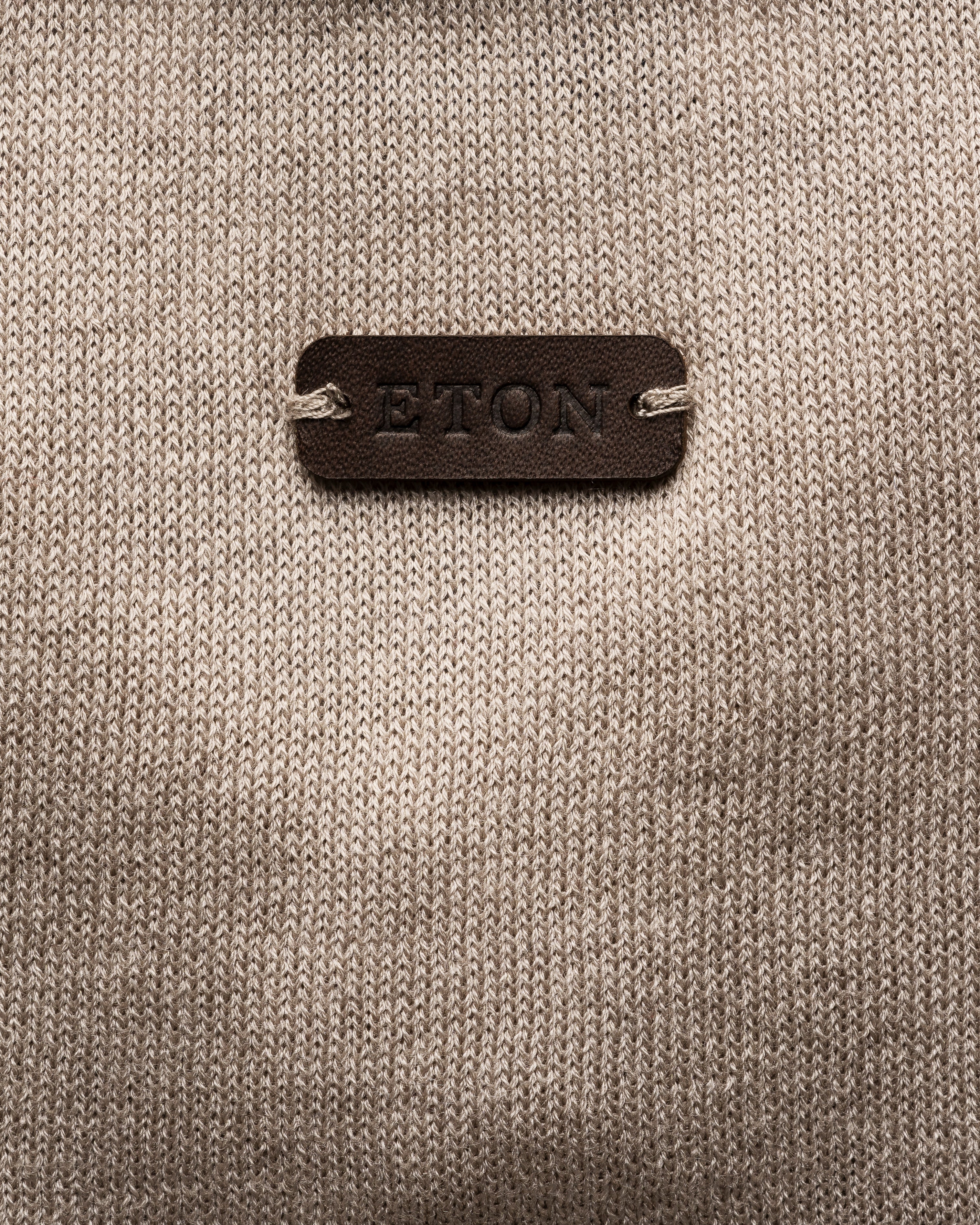 Cotton Silk Open Collar Fine Knit Polo Beige