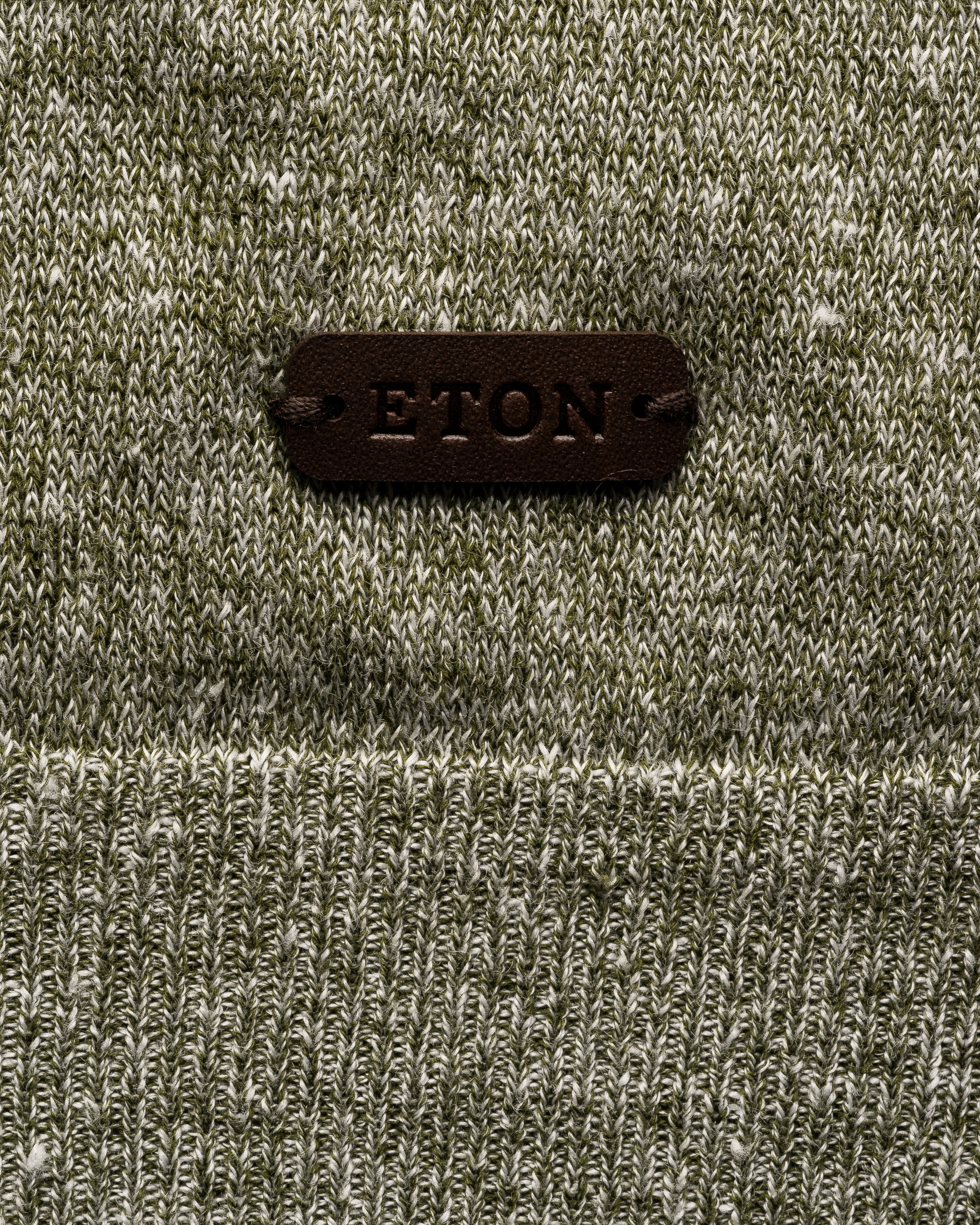 Cotton Linen Fine Knit Polo Mid Green