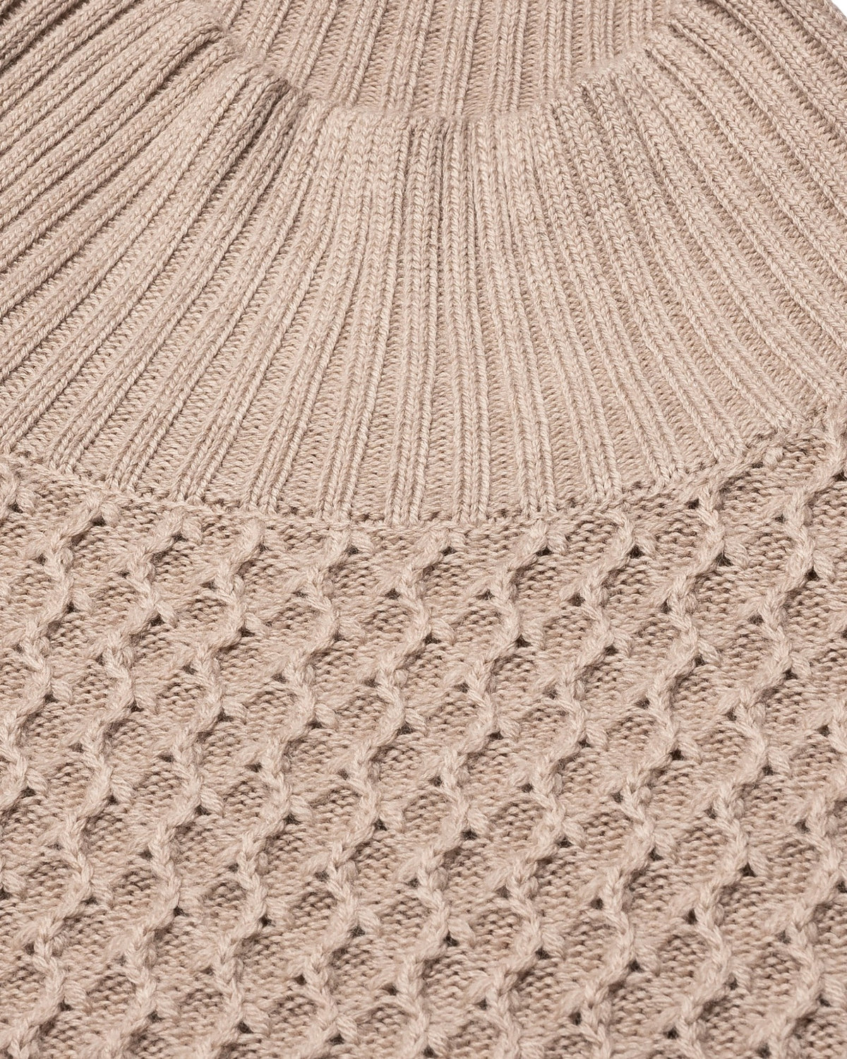 Merino Heavy Structure Turtle Neck Jumper Beige
