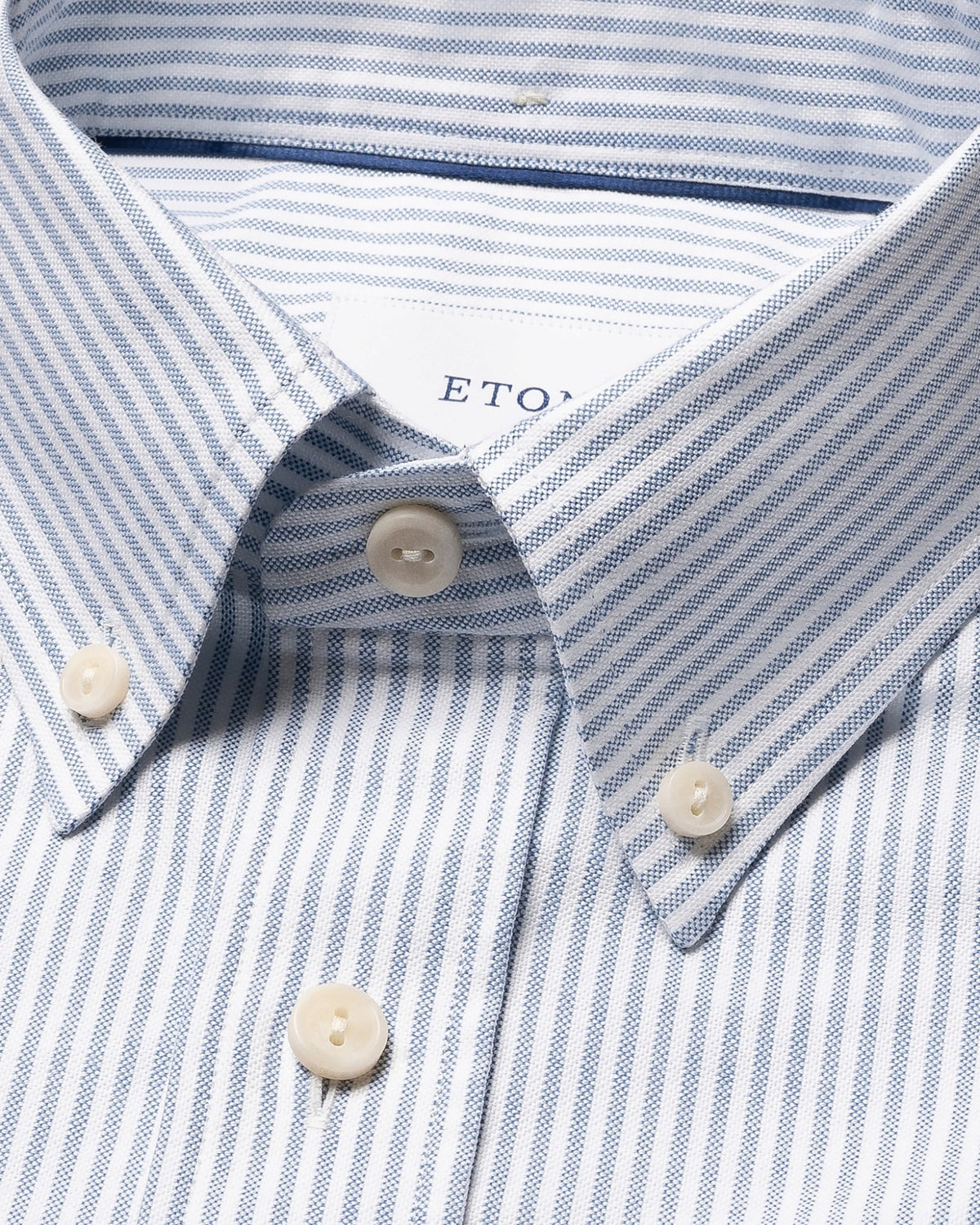 Casual Fit Button Down Collared Striped Oxford Shirt Blue