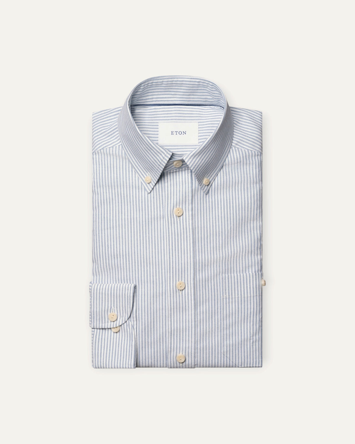 Casual Fit Button Down Collared Striped Oxford Shirt Blue